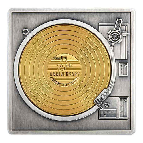 2023 Barbados $5 3-oz Silver 24-kt Gold-plated Antiqued Spinning Vinyl Record Co