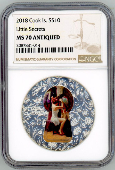 CIT Coin Invest AG POP 6 LITTLE SECRETS Door Hole 2 Oz Silver Coin 10$ Cook Islands 2018 NGC 70  CIT Coin Invest AG POP 6 LITTLE SECRETS Door Hole 2 Oz Silver Coin 10$ Cook Islands 2018 NGC 70