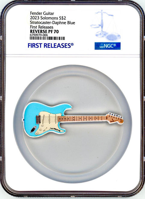 Pamp  Suisse 2023 Fender Guitar  Daphne Blue  Stratocaster Shaped NGC 70 FR 1oz   Pamp  Suisse 2023 Fender Guitar  Daphne Blue  Stratocaster Shaped NGC 70 FR 1oz