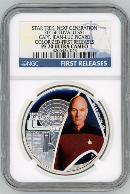 Star Trek 2015 Tuvalu Star Trek Captain Jean-Luc Picard 1oz Silver Proof Coin NGC 70 FR  Star Trek 2015 Tuvalu Star Trek Captain Jean-Luc Picard 1oz Silver Proof Coin NGC 70 FR