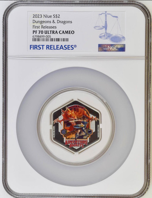 Hasbro Dungeons Dragons Dice 1 oz Silver  Proof Coin NGC 70 FR 2023 Niue Hasbro 