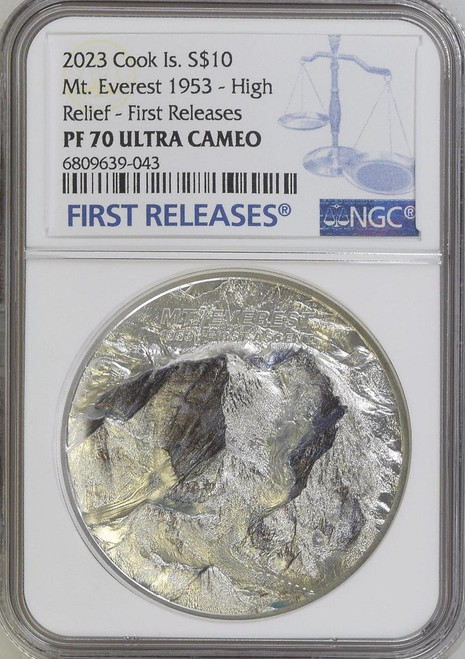 2023 Cook Islands MT Everest First Ascent 2 oz Silver Proof Coin NGC 70 FR