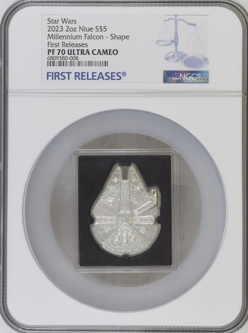 2023 Niue Star Wars Millennium Falcon Shaped 2 oz Silver Coin $5 NGC 70 FR