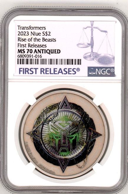 Hasbro Transformers Rise of the Beasts 1 oz  2023 Niue $2 NGC 70 FR  Hasbro Transformers Rise of the Beasts 1 oz  2023 Niue $2 NGC 70 FR