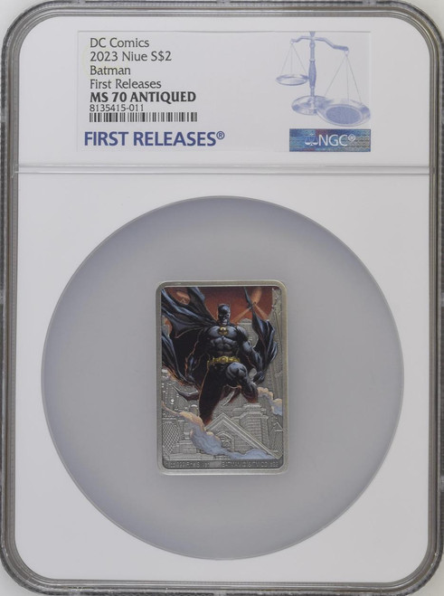 2023 Batman Day DC Comics 1 oz Silver Antique Colored Coin NGC 70 FR