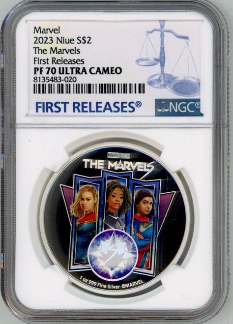 2023 Niue Marvel Studios The Marvels NGC 70 FR 1oz Silver Coin
