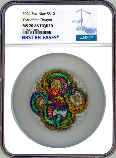 Mint XXI The Power of Green Dragon 5 oz Silver Coin NGC 70 FR  POP 4 10$ Niue 2024  Mint XXI The Power of Green Dragon 5 oz Silver Coin NGC 70 FR  POP 4 10$ Niue 2024
