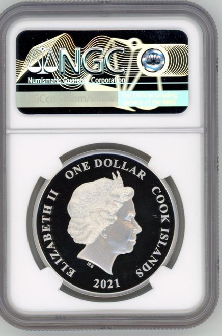 2021 Cook Islands CAPTAIN AMERICA 80th Ann, Marvel 1 oz Silver Coin 1$ NGC 69