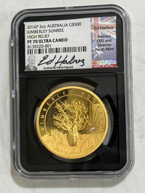 Kimberley Sunrise 2016 2oz Gold Proof High Relief Coin With Diamond PF 70 UC