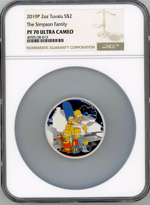 2019 Simpson Family Color 2 oz Silver Coin NGC PF70 Ultra Cameo Tuvalu OGP