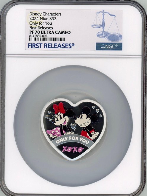 2024 Niue 1oz Silver $2 Disney Love Only For You Mickey & Minnie NGC 70 FR