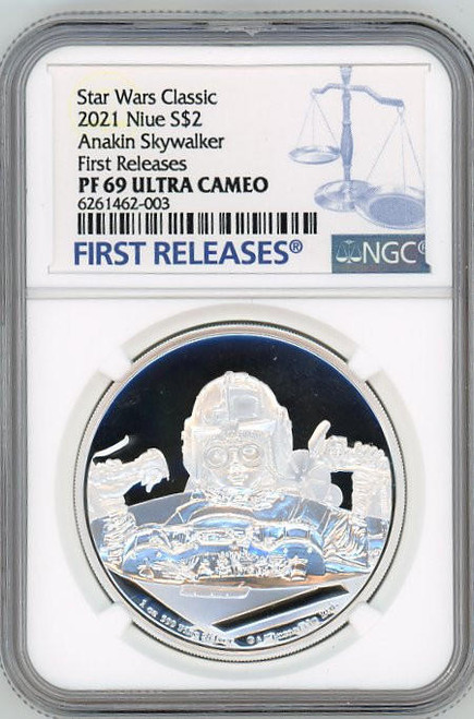 STAR WARS CLASSIC ANAKIN SKYWALKER 2021 SILVER COIN NGC PF69 FIRST RELEASES   STAR WARS CLASSIC ANAKIN SKYWALKER 2021 SILVER COIN NGC PF69 FIRST RELEASES