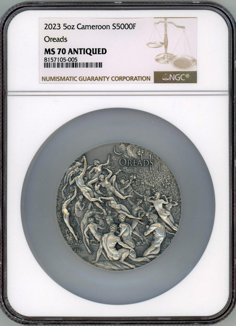 2023 Cameroon 5 oz Silver Coin Celestial Beauty The Oreads NGC 70