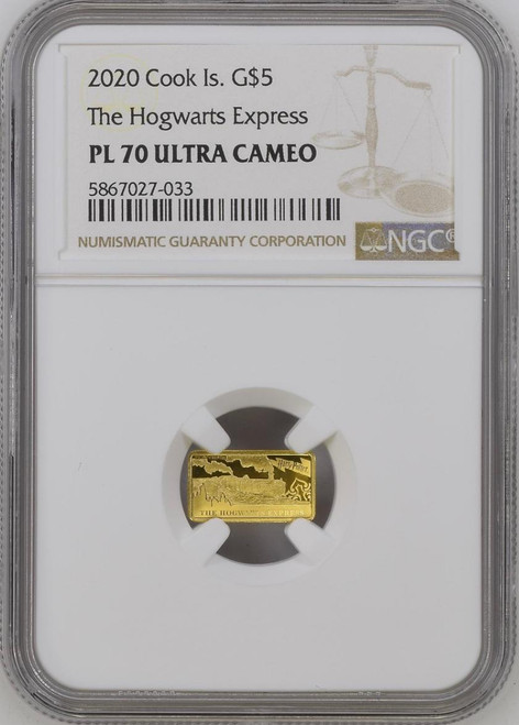 2020 Cook Is Harry Potter Hogwarts Express $5 Gold Bar 0.5g NGC PL 70 UC ER