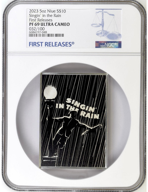 Warner Bros 2023 Niue Singing in the Rain COA #32 Mintage 100 NGC PF69 FR 5oz Silver Coin  Warner Bros 2023 Niue Singing in the Rain COA #32 Mintage 100 NGC PF69 FR 5oz Silver Coin