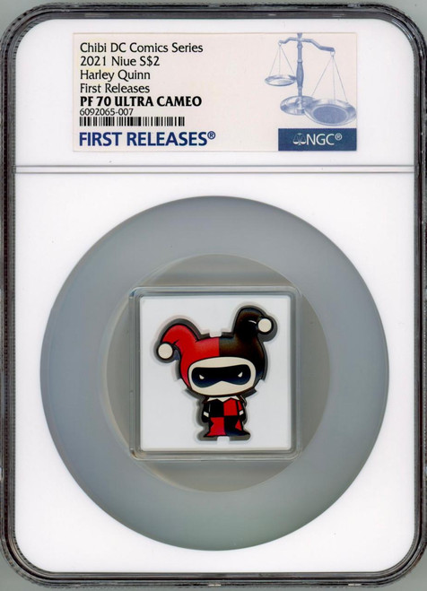 2021 Niue S$2 Chibi Coin DC Comics Harley Quinn With Mint Box NGC PF70  FR   2021 Niue S$2 Chibi Coin DC Comics Harley Quinn With Mint Box NGC PF70  FR