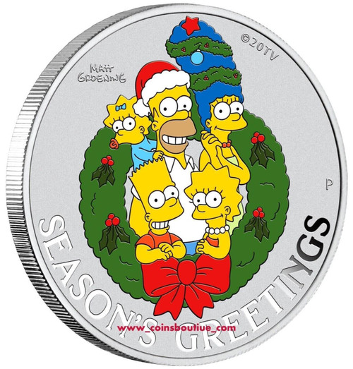 2022 The Simpson Family 1oz Silver Colorized .9999 In Card Mintage 5000