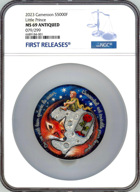 2023 Cameroon Little Prince 5oz Antique Finish Silver Coin 5000 Francs CFA 69 FR