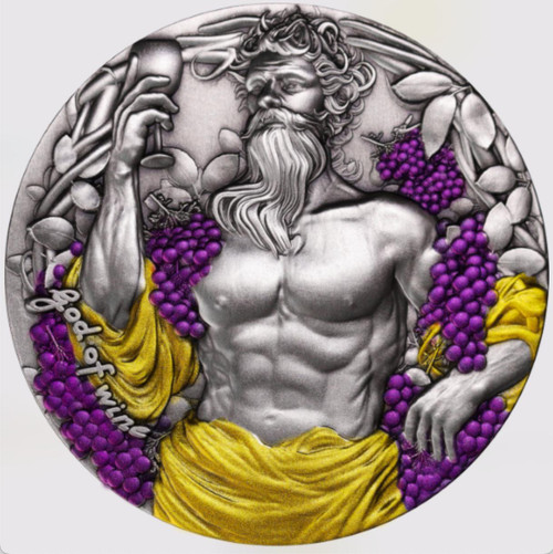 2025 Cameroon Dionysus God Of Wine 2 oz Silver Coin 2000F Mintage 199