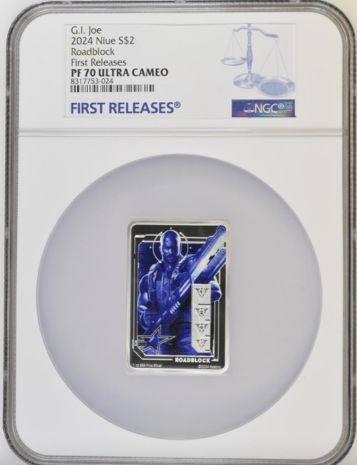 Hasbro 2024 Niue Hasbro G.I. Joe Roadblock 1 oz Silver Color Proof Coin NGC 70 FR  Hasbro 2024 Niue Hasbro G.I. Joe Roadblock 1 oz Silver Color Proof Coin NGC 70 FR