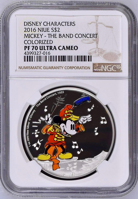 Disney 2016 Niue NGC 70 $2 Disney Mickey Mouse The Band Concert Proof Coin 1oz Silver  Disney 2016 Niue NGC 70 $2 Disney Mickey Mouse The Band Concert Proof Coin 1oz Silver