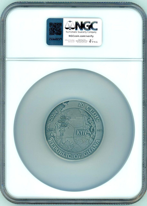 Mint XXI 2024 BATTLE OF KYIV 2 Ounce Antiqued Silver Coin NGC 70 FR OGP INCL 