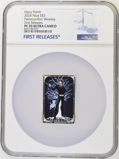 HARRY POTTER™ Harry Potter Patronus Ron Weasley NGC 70 FR 1oz Silver Proof Coin 2024 Niue  HARRY POTTER™ Harry Potter Patronus Ron Weasley NGC 70 FR 1oz Silver Proof Coin 2024 Niue