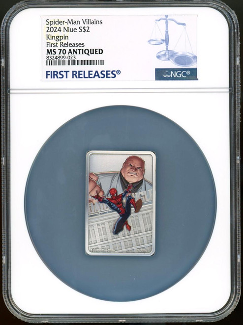 Marvel 2024 Niue Spider Man Vs Kingpin $2 1oz Silver Coin NGC 70 FR