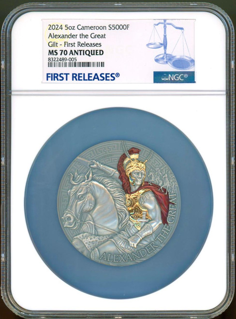  2024 Cameroon 5 oz Silver Great Commanders Alexander the Great NGC 70 FR 