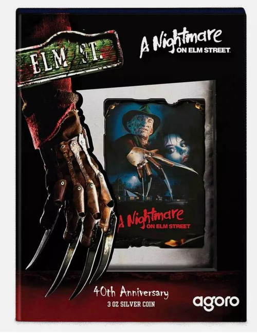 Warner Bros 2024 Niue Warner Bros A Nightmare on Elm Street 40th Ann. 3 oz Silver Coin  Warner Bros 2024 Niue Warner Bros A Nightmare on Elm Street 40th Ann. 3 oz Silver Coin