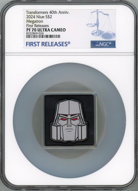 Hasbro 2024 Niue Hasbro Transformers Heads Megatron 1 oz Silver Coin NGC 70 FR  Hasbro 2024 Niue Hasbro Transformers Heads Megatron 1 oz Silver Coin NGC 70 FR