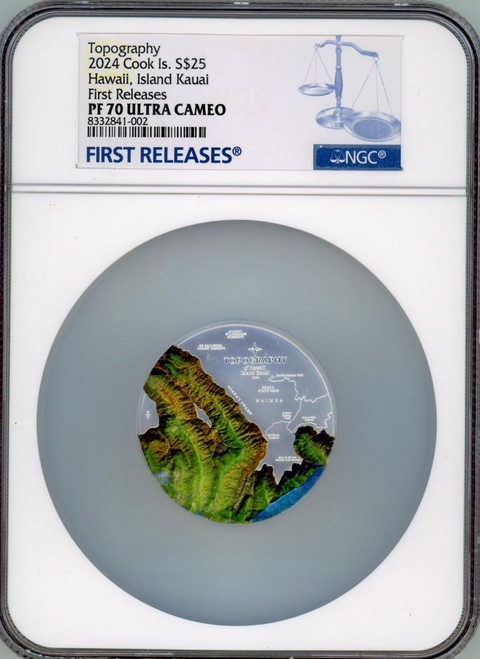 CIT Coin Invest AG 2024 Cook Islands Topography Hawaii NGC PR70 First Release 5oz Silver $25 