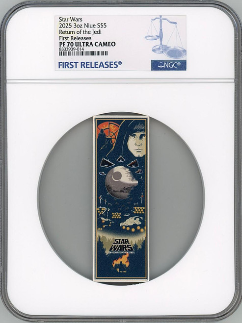 Star Wars™ 2025 Niue Star Wars Return of the Jedi 3 oz Silver Poster Coin NGC 70 FR  Star Wars™ 2025 Niue Star Wars Return of the Jedi 3 oz Silver Poster Coin NGC 70 FR