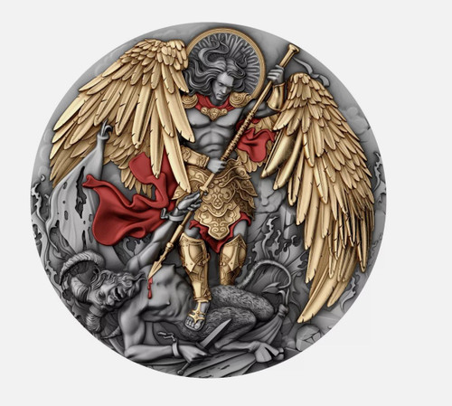 2024 Niue ARCHANGEL MICHAEL 2oz High Relief Fine .999 Silver Coin T&s
