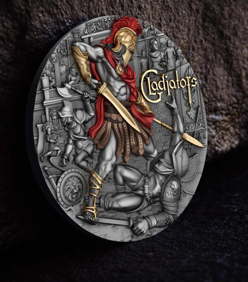 2024 Niue Roman Empire Gladiators 2 oz Silver High Relief Colorized Coin