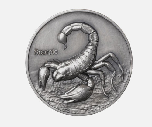 MK Mint 2024 Niue Zodiac Scorpio 5oz Silver Glow in Dark UV Enamel Coin MINT Sealed #004  MK Mint 2024 Niue Zodiac Scorpio 5oz Silver Glow in Dark UV Enamel Coin MINT Sealed #004