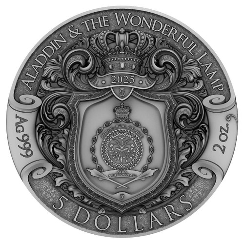 T&S 2025 Niue Aladdin & The Wonderful Lamp 2 oz Silver Coin Mintage 500 