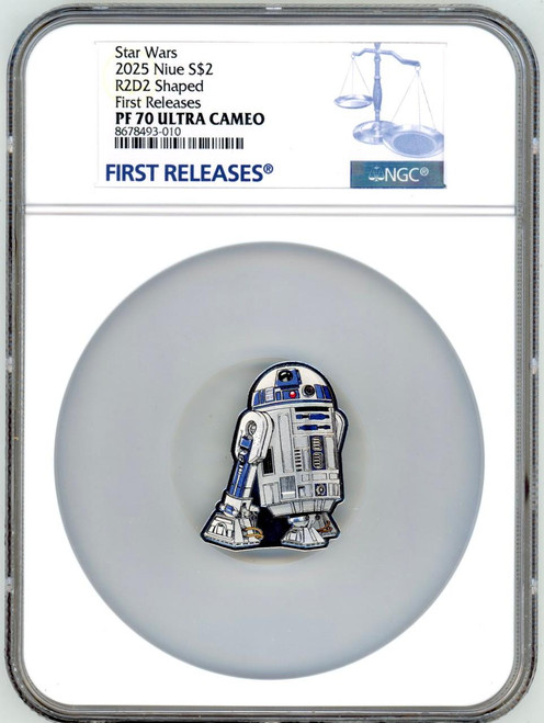 Star Wars™ 2025 Niue Star Wars Droid Series  R2-D2 1oz Silver Coin NGC 70 FR +BOX  Star Wars™ 2025 Niue Star Wars Droid Series  R2-D2 1oz Silver Coin NGC 70 FR +BOX