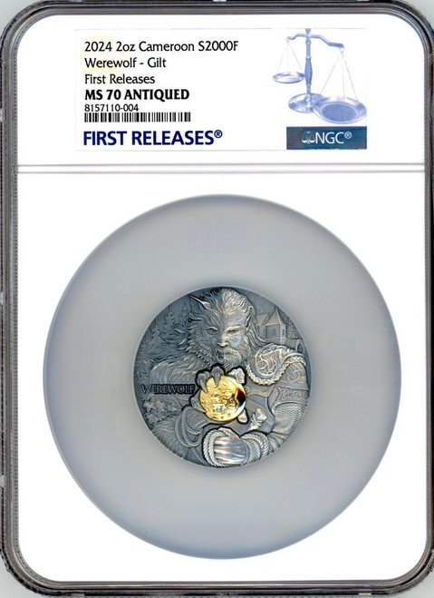 Mint XXI 2024 Cameroon Dual Essence Werewolf 2 oz Silver Coin NGC 70 FR 