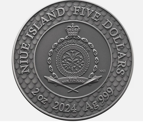 Dancing With the Stars 2024 Niue Pink Pearl and Dragon Divine Pearls 2oz Antique finish Silver Coin 5$ 