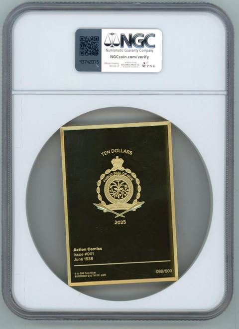 DC Comics 2025 Niue 90 Years of DC Comics Action Comics #1 5oz Silver Gilded Coin NGC 70 