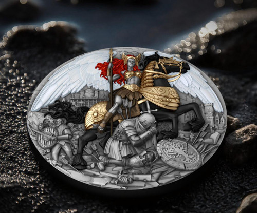 T&S 2025 Niue Valkyrie High Relief Colored 24K Gilded  2 oz  Silver Coin 