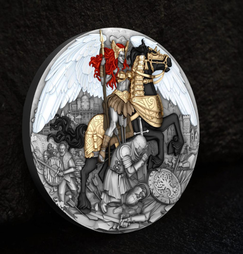 T&S 2025 Niue Valkyrie High Relief Colored 24K Gilded  2 oz  Silver Coin 
