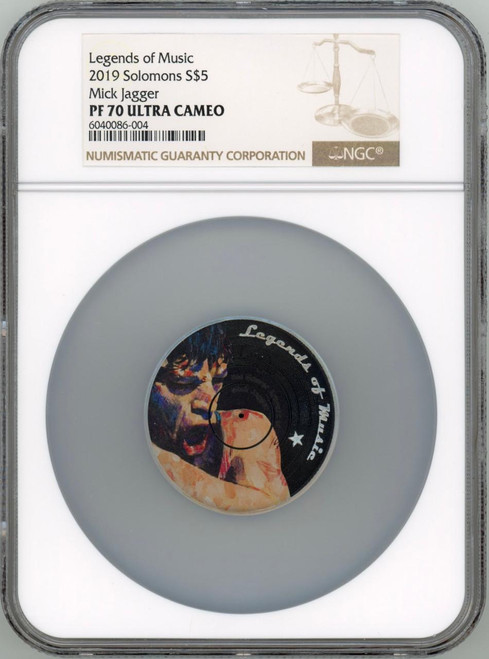 MDM International Wholesale 2019 Legends Of Music Mick Jagger 1oz Silver Coin NGC PF 70 ULTRA CAMEO 