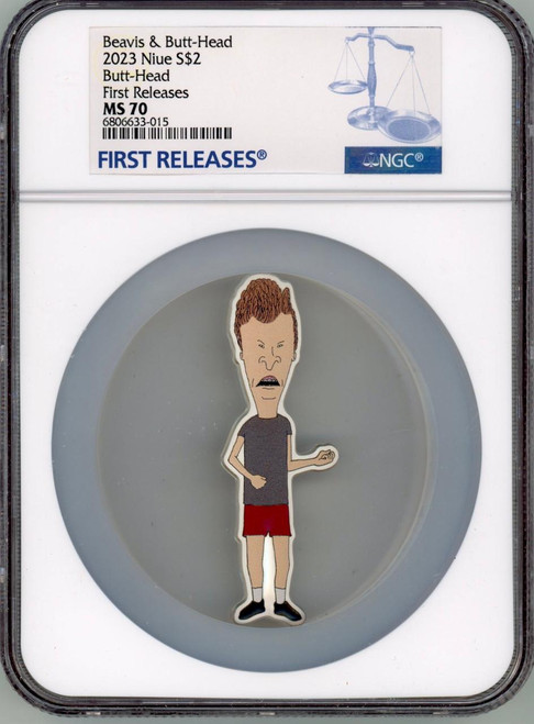 Butterhead - Beavis And Butthead 30th Anniv 1oz Silver Coin 2$ Niue 2023 NGC 70 FR