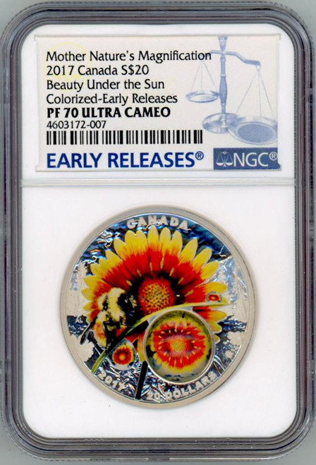 Royal Canadian Mint 2017 Canada $20 Beauty Under the Sun1oz Silver Coin NGC 70 ER 