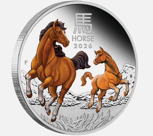 The Perth Mint 2026 Australia PROOF COLORED Lunar Year of the HORSE 1oz Silver Coin Series III 