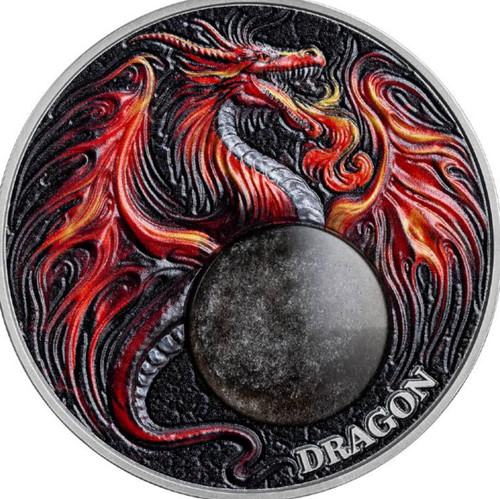 Mint XXI 2024 Ghana DRAGON Chronicles of Fire 2 oz Antiqued Silver Coin 