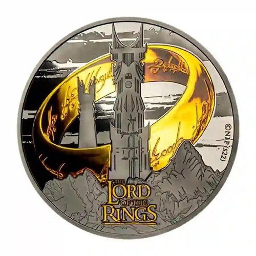 The Lord of the Rings 2023 Samoa Lord of the Rings Black Platinum & 24K Gold  5 oz Silver Coin 
