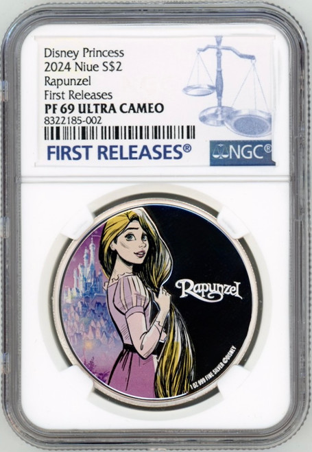 2024 Niue RAPUNZEL Disney Princess 1 Oz Silver Coin $2 NGC 69 FR